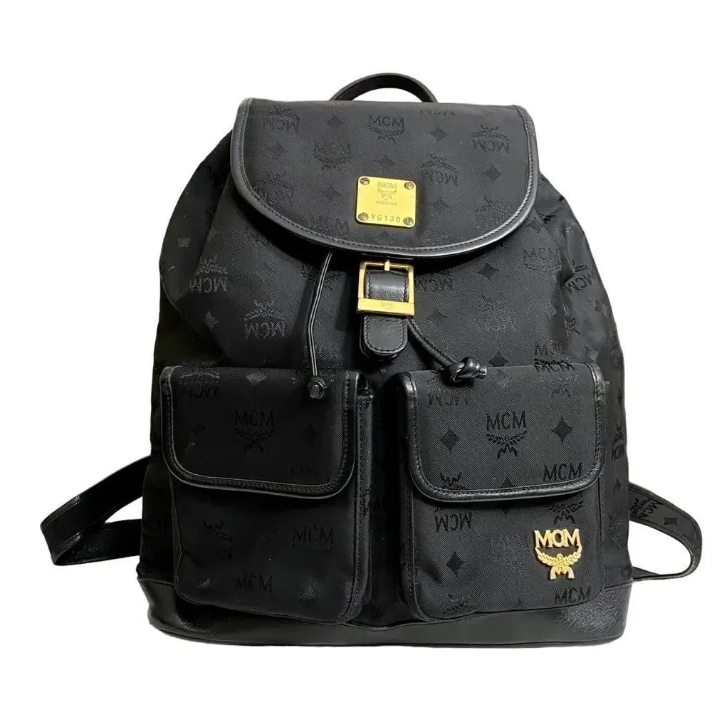 MCM Nylon Leather Backpack Black  Y0130